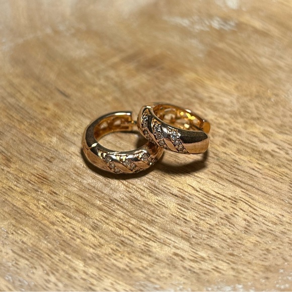 Jewelry - CZ Huggies Gold Vermeil Over 925 Sterling Silver Earrings